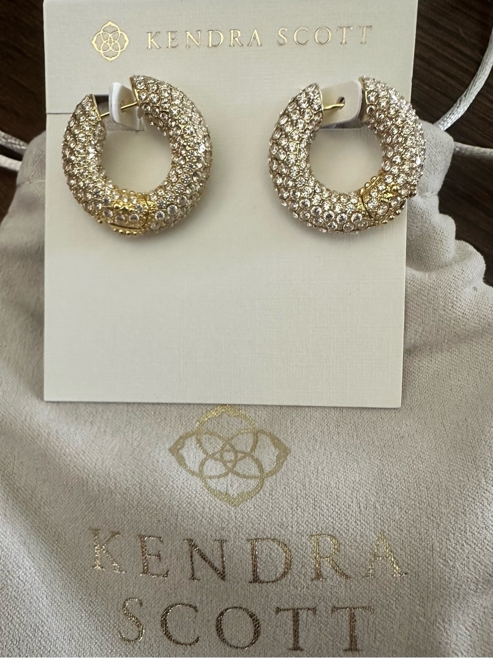 Kendra Scott Mikki Pave Hoop Pavé Hoop Earrings in Gold NWT